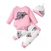 Newborn Baby Girl Clothing Set Cute Koala Long Sleeve Top+ Pants+Hat 3PCS Outfits for 1-18 Months Infant Girl Spring&Autumn Wear
