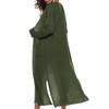 Women's Fashion Casual Button  Solid Color Big Pocket Cardigan Sweater Long Thin Coat