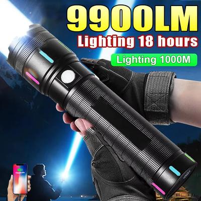 Super Bright LED Flashlight High Power Type-c Rechargeable Torch Light Long Range Flashlight Camping Fishing Lamp