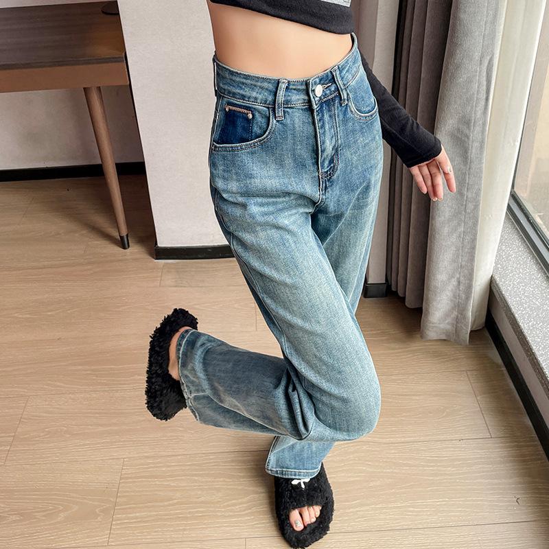 

Весенние и летние женские джинсы, широкие брюки, свободные тонкие прямые брюки с высокой талией, свободные цвета 2XL