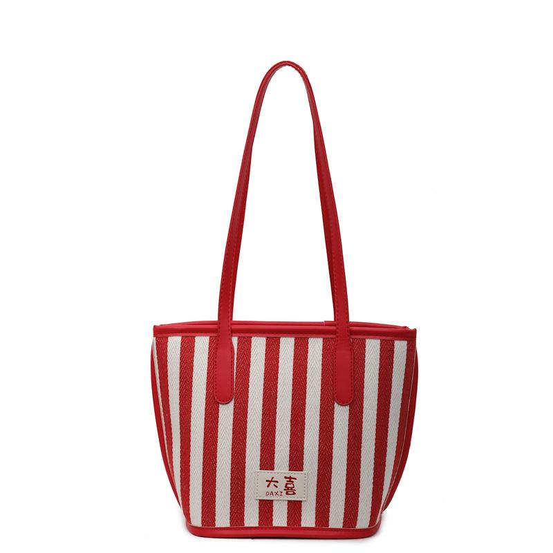 2025 summer new striped large-capacity fashion Korean version handbag personalized ins shoulder underarm bag tote bag