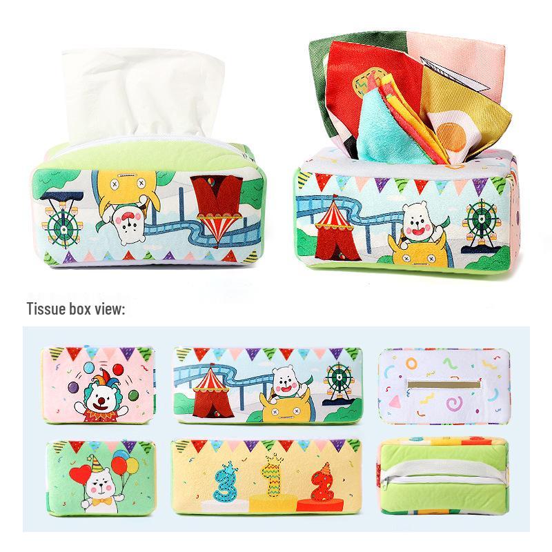 Washable Tear-Proof Crinkle Paper Toy for Infants - Soothing Tissue Box & Cloth Book