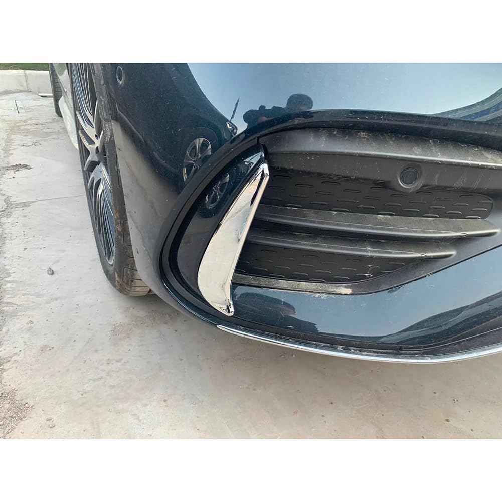 RUIQ Chrome Front Fog Lamp Garnish Bezel Cover for 2021 and Later Mercedes-Benz C-Class (W206) (Bezel B)