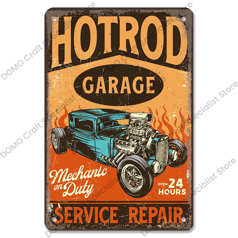 Classic Garage Plaques Metal Tin Signs Vintage Car Motor Oil Gasoline Metal Plate Wall Decor Garage Club Bar Man Cave