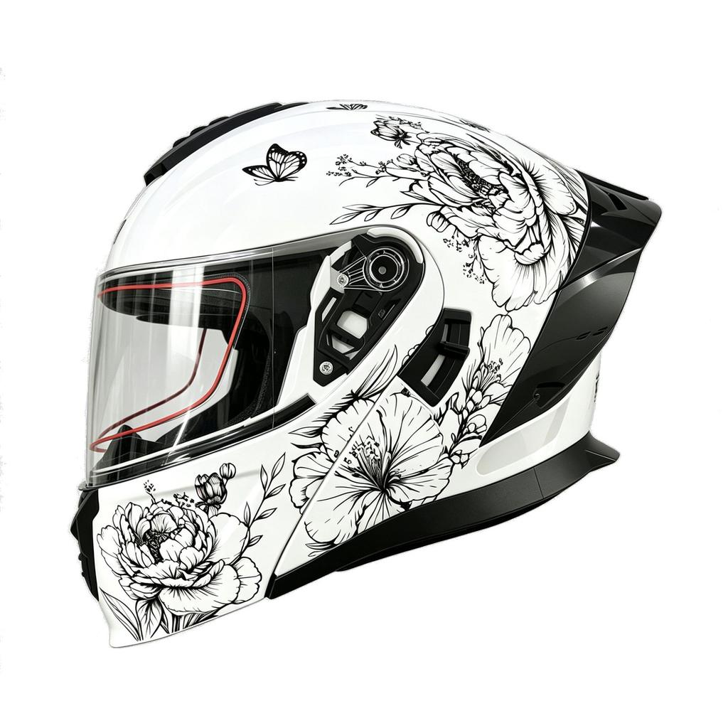 New Motorcycle Helmet Custom Peeling Helmet Four-season Universal Double Lens
