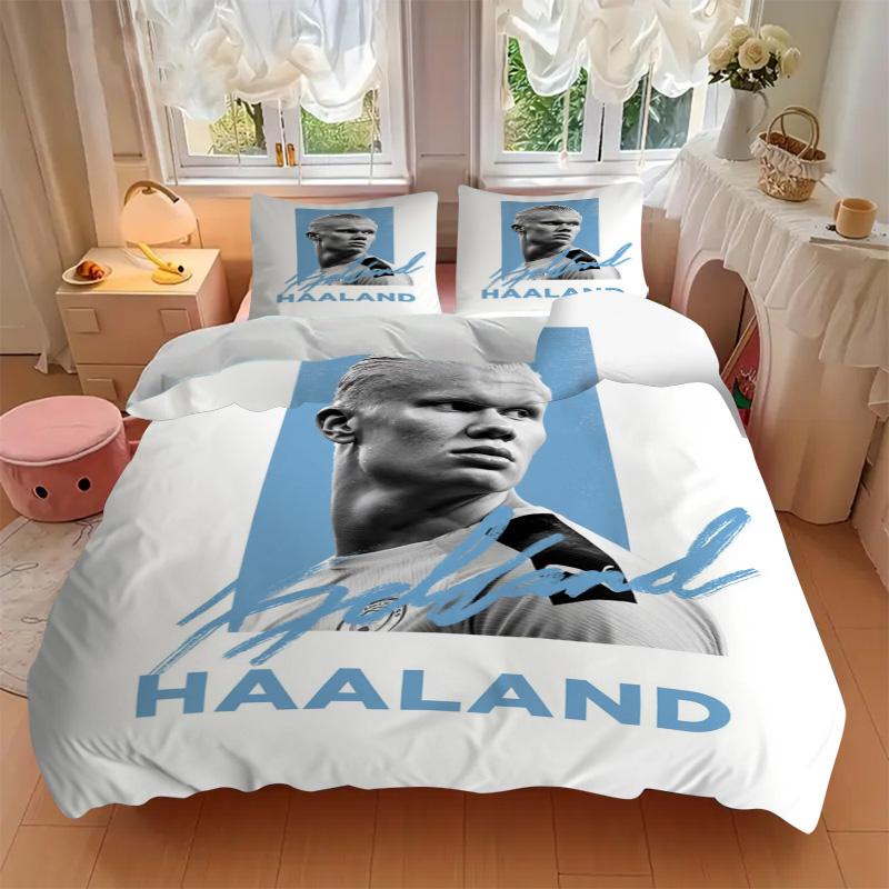 Football Star Haaland Print 3Pcs Bedding Setduvet Cover With 2 Bedropillowcase Home Birthday Gift