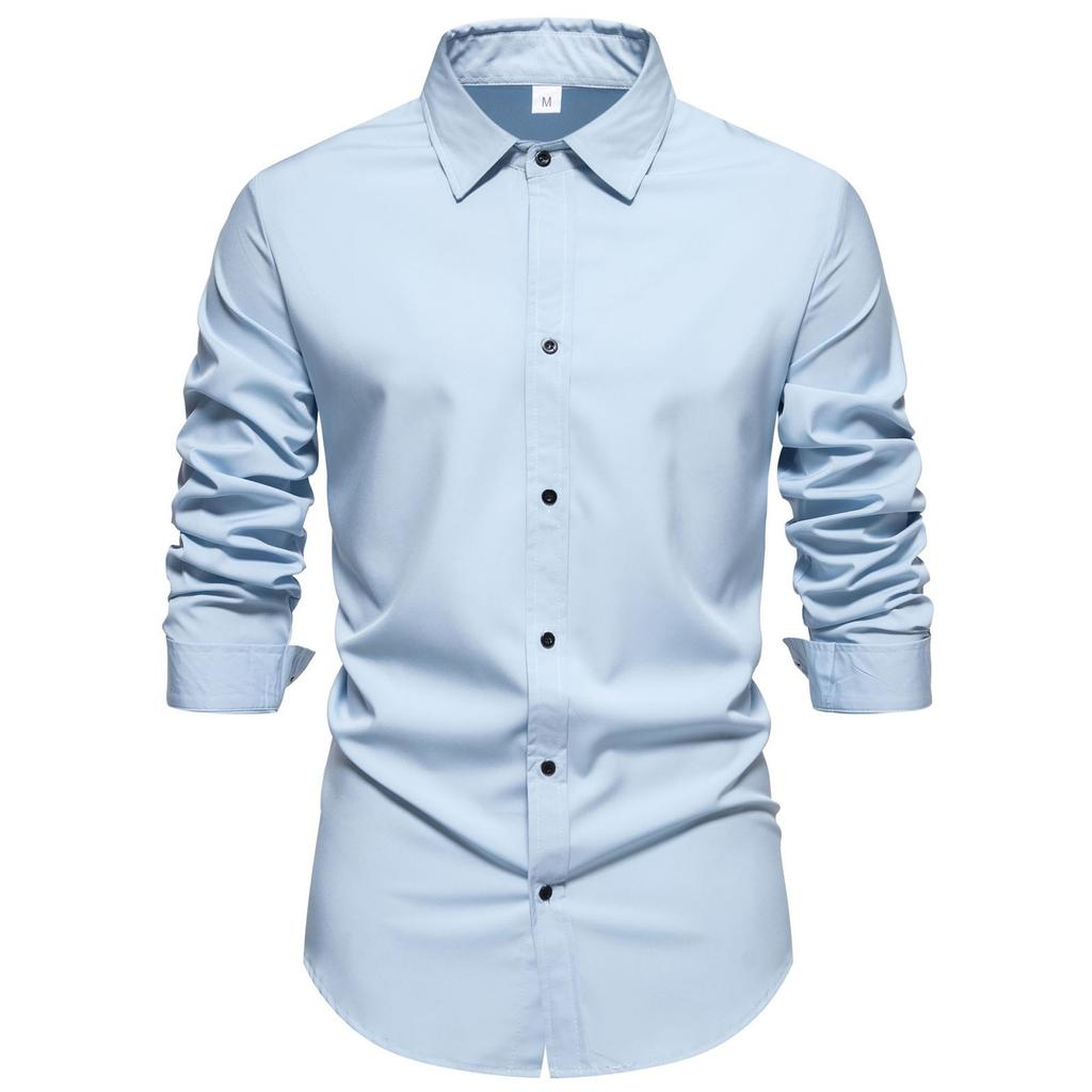 Men's  Button Casual Loose Solid Color Long Sleeve Shirt