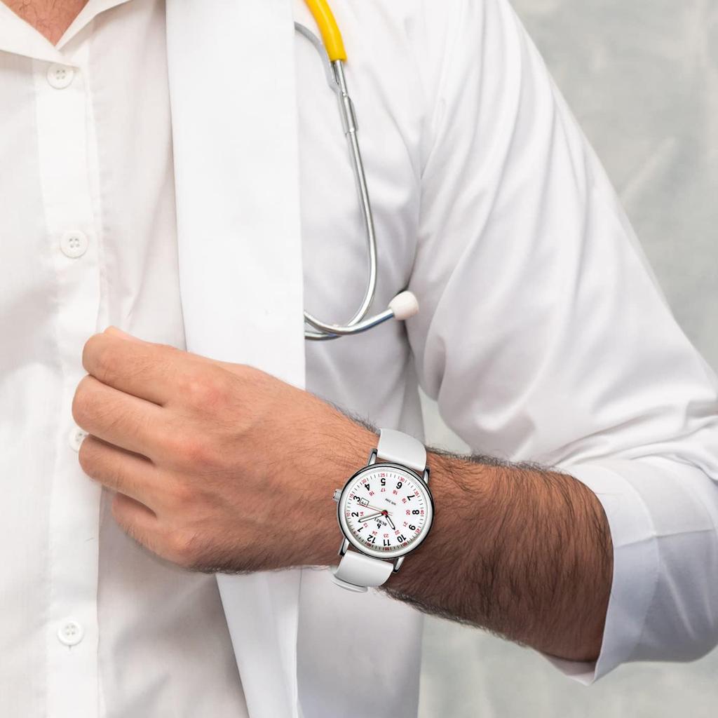 Analog Silicone Nurse Watch [BUREI] Wristwatch, Display, Quartz, Waterproof, 24-Hour Display, Date, Popular, Luminous, Easy-to-Read Dial, Band,