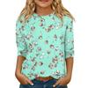 Children's 3/4 Sleeve Tops Casual  Print T Shirt Round Neck Pullover Blouse