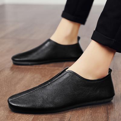 Zapatos Casuales de Hombre Cosidos a Mano de Moda Cómodos Mocasines Blandos de Hombre Mocasines de Cuero Genuino Planos Slip on Zapatos de Conducción Simples para Hombre