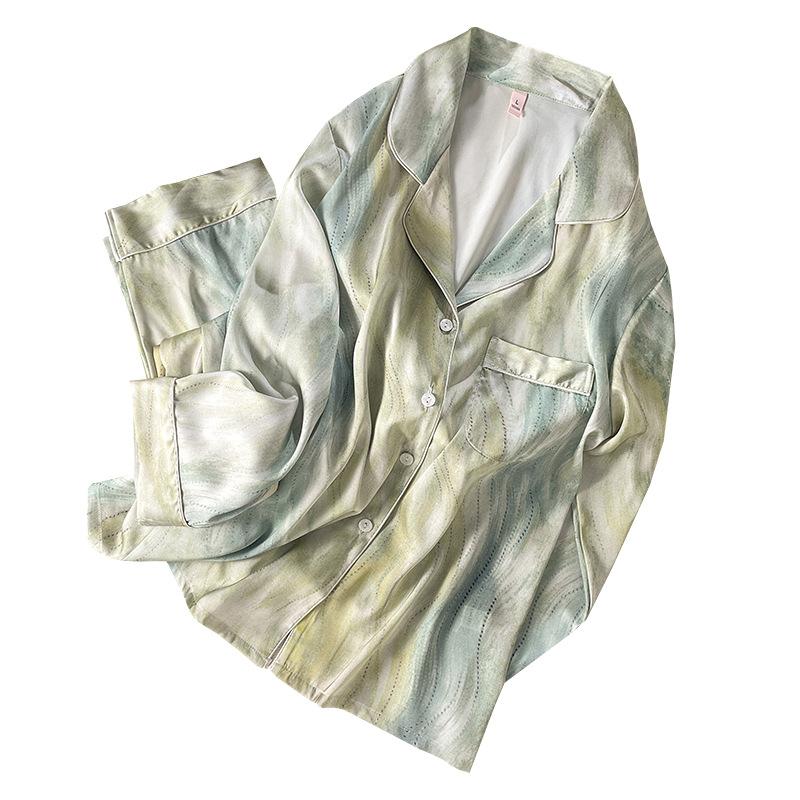 Pajamas women's spring and autumn 1011 new summer streamer high sense Internet celebrity style long sleeves trousers loungewear suit