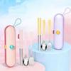 Cartoon Pattern Chopsticks Three-piece Set Stainless Steel Fork Dining Utensils Kit  Outdoor Dining