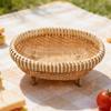 Bamboo Woven Storage Basket Handmade Grain Texture Breathable Lightweight Portable for Fruit Vegetables Clothes Books