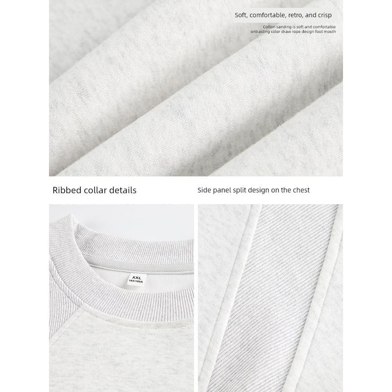 Wassup Design-Focused Niche Mid-Collar Casual Versatile Warm Spring and Autumn Design-Focused Oversized Raglan Sleeve Sweatshirt for Men