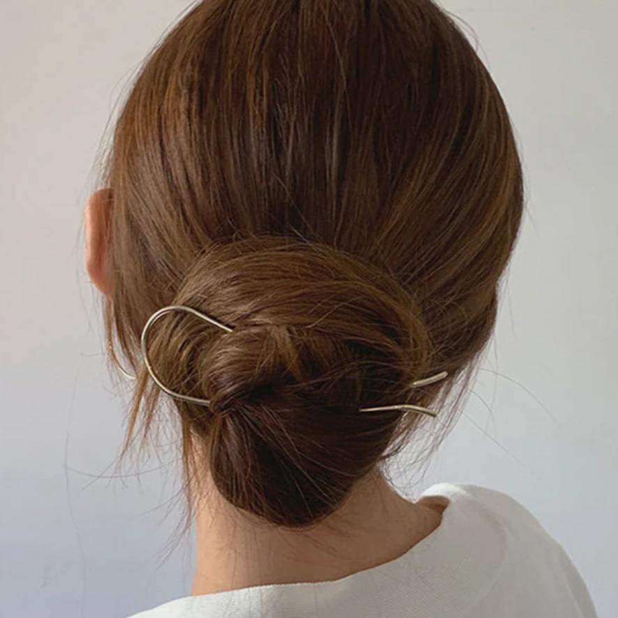 

U-образная вилка для волос Элегантная Золотисто-серебристого цвета Сплав Длинные Густые Волосы Прическа Пучок Французская Заколка Палочка Женщины Девушки Аксессуары для волос