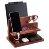 1set Wood Storage Organizer Stands for Watch Key Glasses Mobile Phone Holders Saddle Brown 259x180x186mm