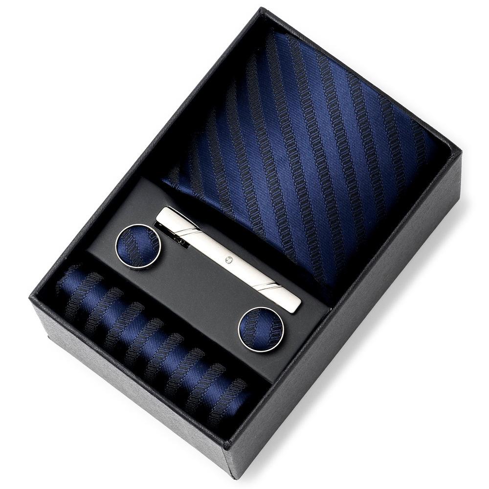 Men'S Tie Net Color Striped Jacquard Yarn Business Professional Tie Set Men'S Gift Box