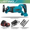 21V Cordless Brushless Reciprocating Saw Saber Saw with 4PCS Blades Li-ion Battery Metal Pipe Wood Cutting Tool New
