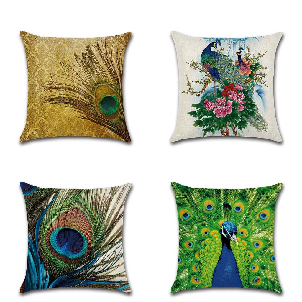 Premium Quality Peacock Feathers Sofa Bed Car Pillow Case For Timeless Home Elegance