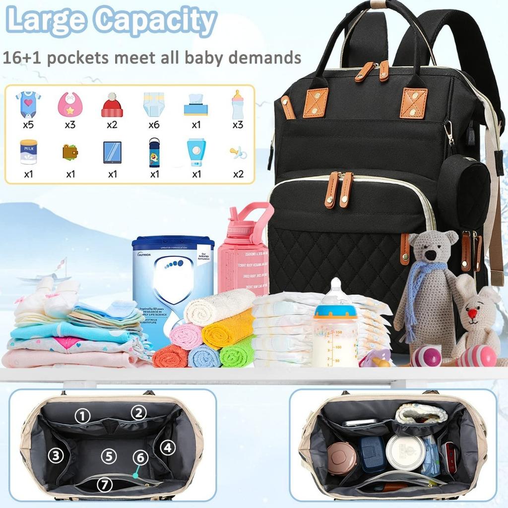 Multifunctional Diaper Bag Backpack Baby Bag, Baby Girl Boy Diaper Bag for Dad Mom , Large Capacity Nursing Diaper Bag