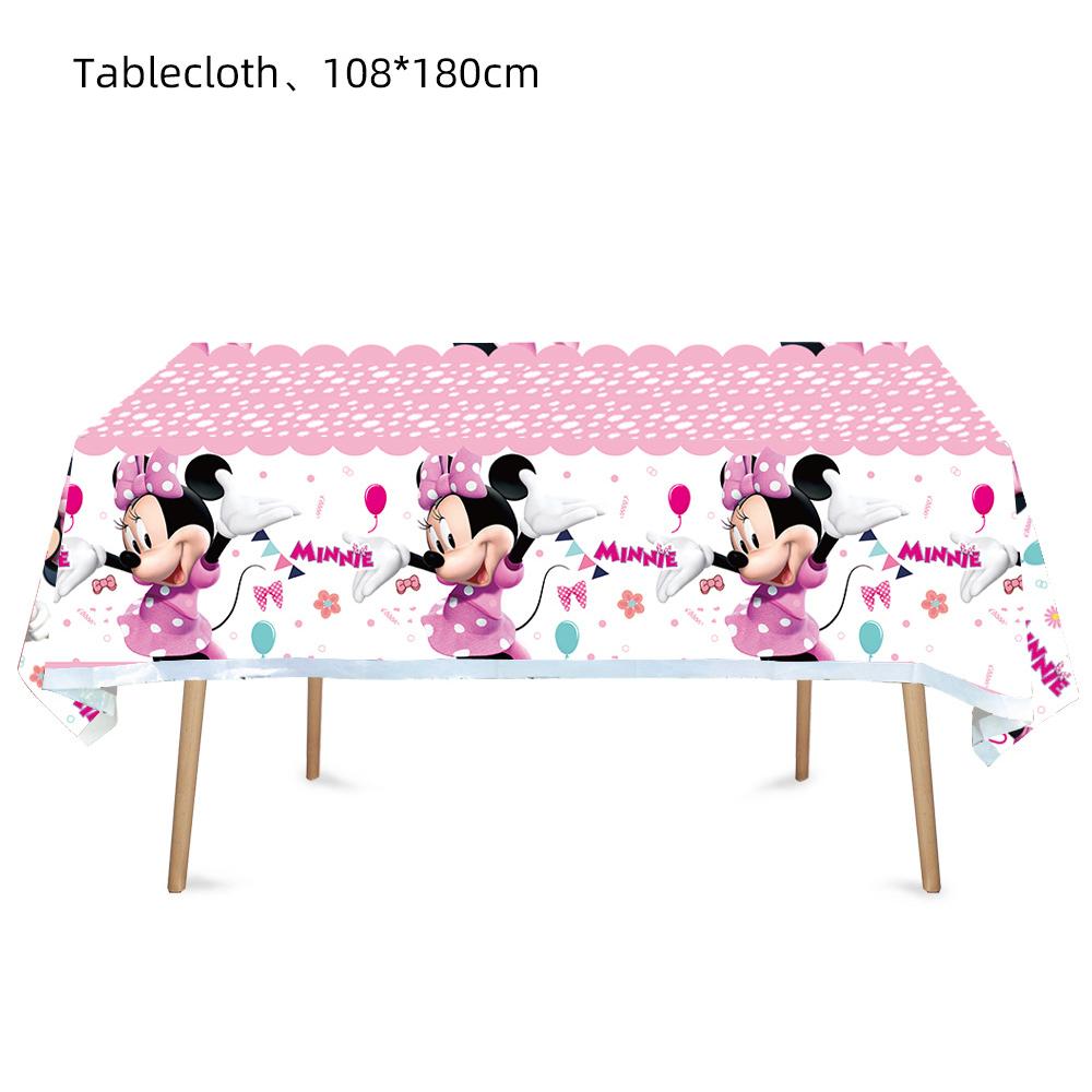 51pcs Minnie Party Tableware Includes Cup Plate Tablecloth Napkin for10 Guests