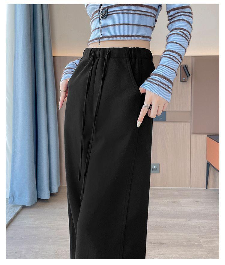 Women's 2025 Loose High-Waist Wide-Leg Velvet Sweatpants