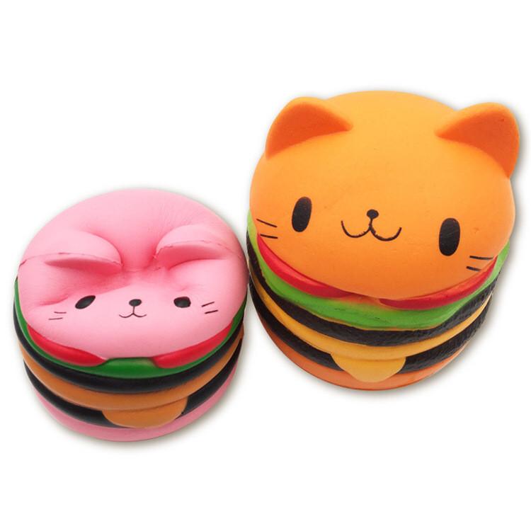 Koci Hamburger Squishy Zabawka z Powolnym Odbiciem Miękki Materiał PU Do Redukcji Stresu i Jako Prezent
