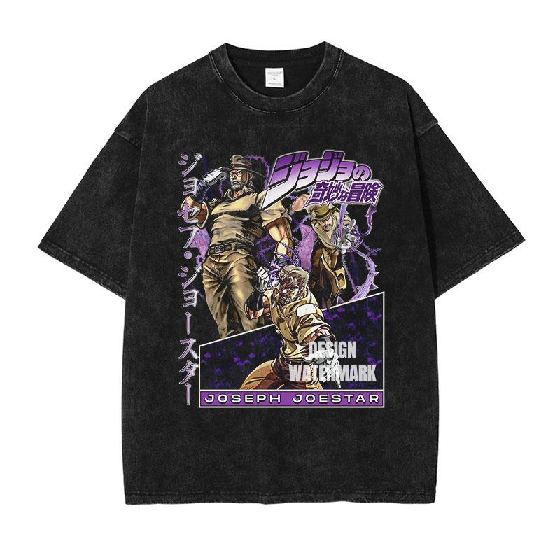 Hot Anime JoJos Bizarre Adventure Kira Yoshikage Giorno Giovanna Cool Print Tshirt Unisex Washed Cotton T Shirts Harajuku Tshirt