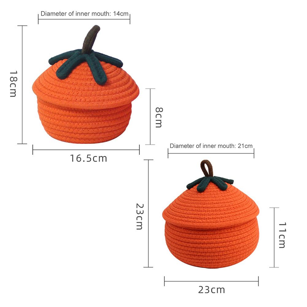 Halloween Woven Pumpkin Basket with Lid Pumpkin Gift Basket Multi-Function Cute Pumpkin Bucket Decorative for Candy Snacks