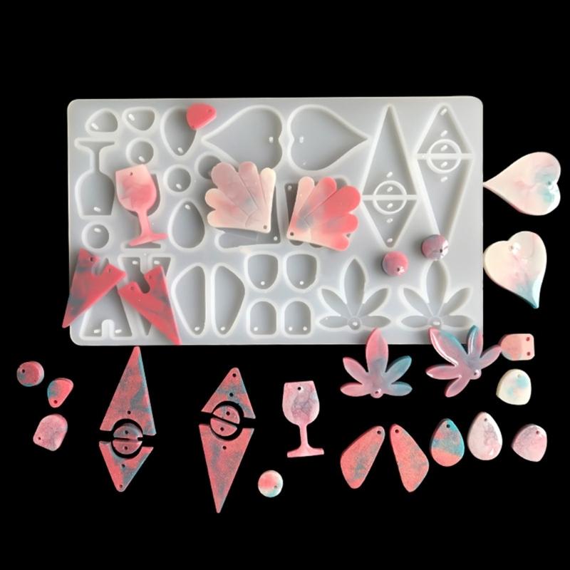 Maple Leaf Heart Geometry Earrings Mould Earring Pendant Silicone Mold Jewellery Making Keychain Epoxy Casting Mold