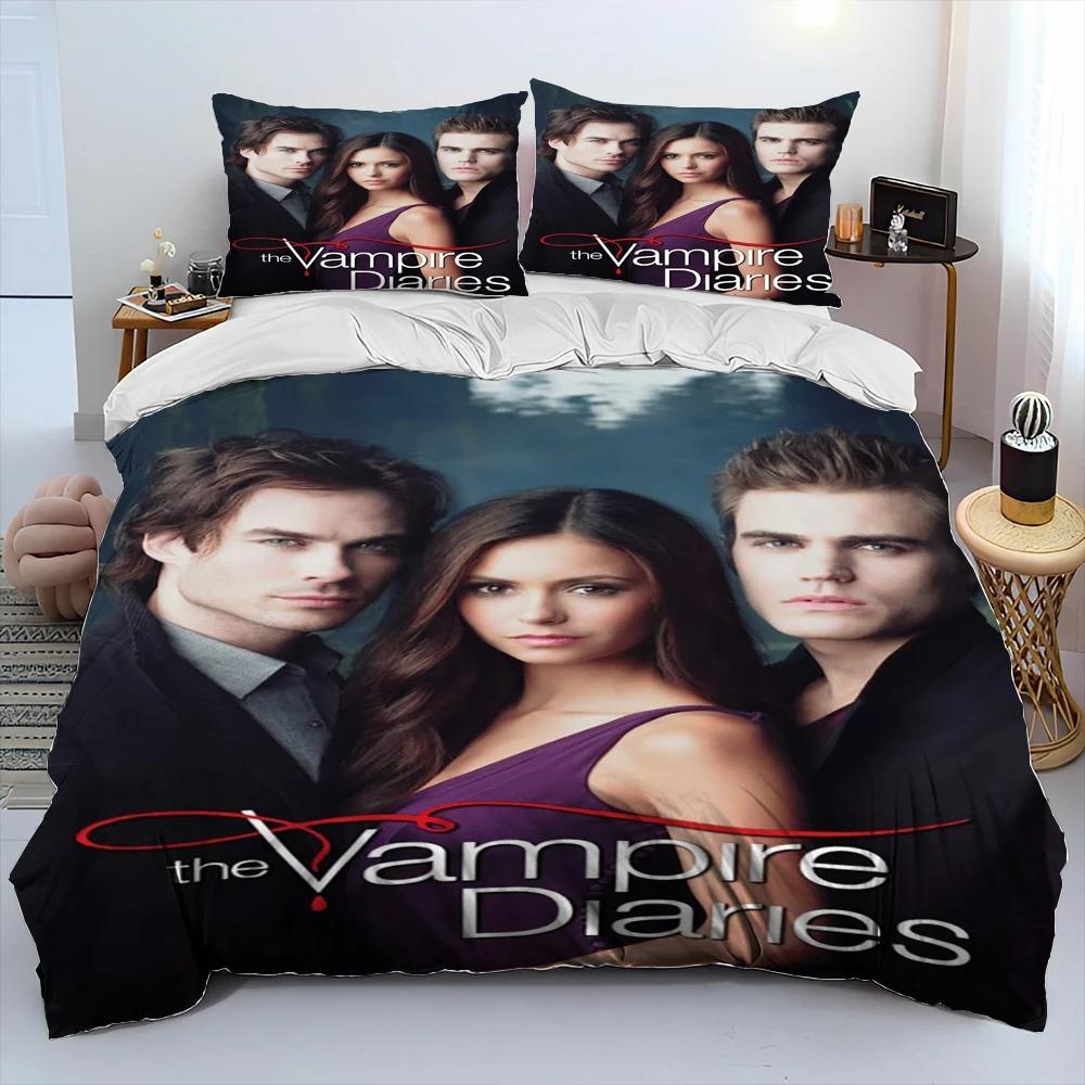 The Vampire Diaries Bettwäsche-Set 3D-Druck Bettbezug Bettwäsche-Set Steppdeckenbezug mit Kissenbezug King Queen Size Kindergeschenk