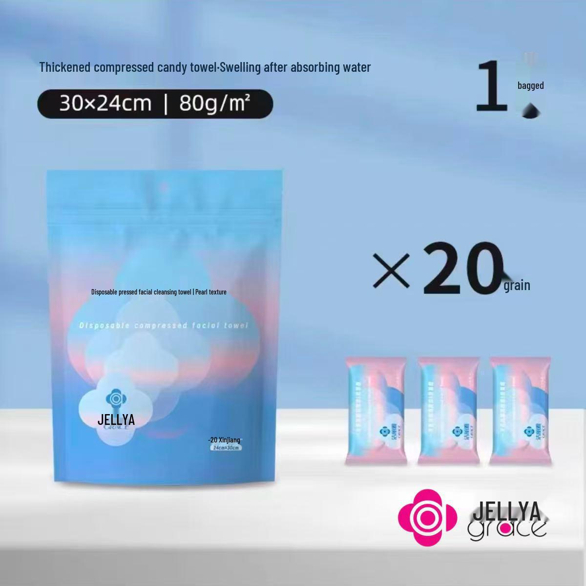Jieliya Individually Packed Large Disposable Compressed Facial Towels for Travel 30x24 cm