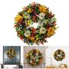 Harvest Festivals Faux Pumpkin Wreath Elegant Fall Flower Wreath Artificial Flower Decoration for Wall or Window