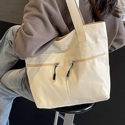 Large Capacity Single-shoulder Tote Bag for Women New Canvas Bag for Women Simple Casual One-shoulder Commuting Handbag for Women