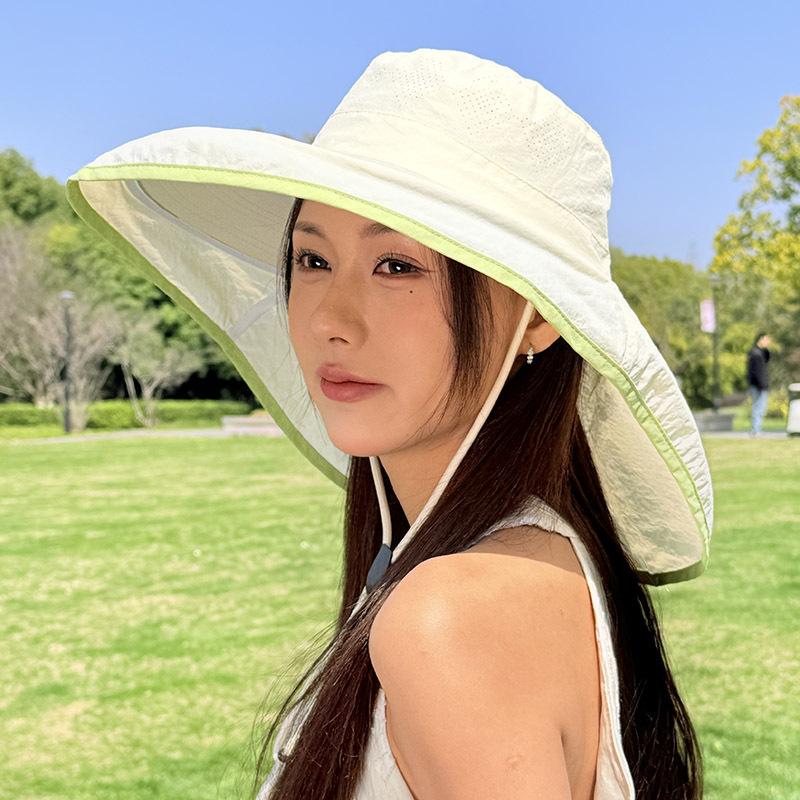 Minimalist Sunscreen Fisherman Hat With Brim Women Lightweight Breathable Portable Summer Outdoor Sunshade Mountaineering Hat
