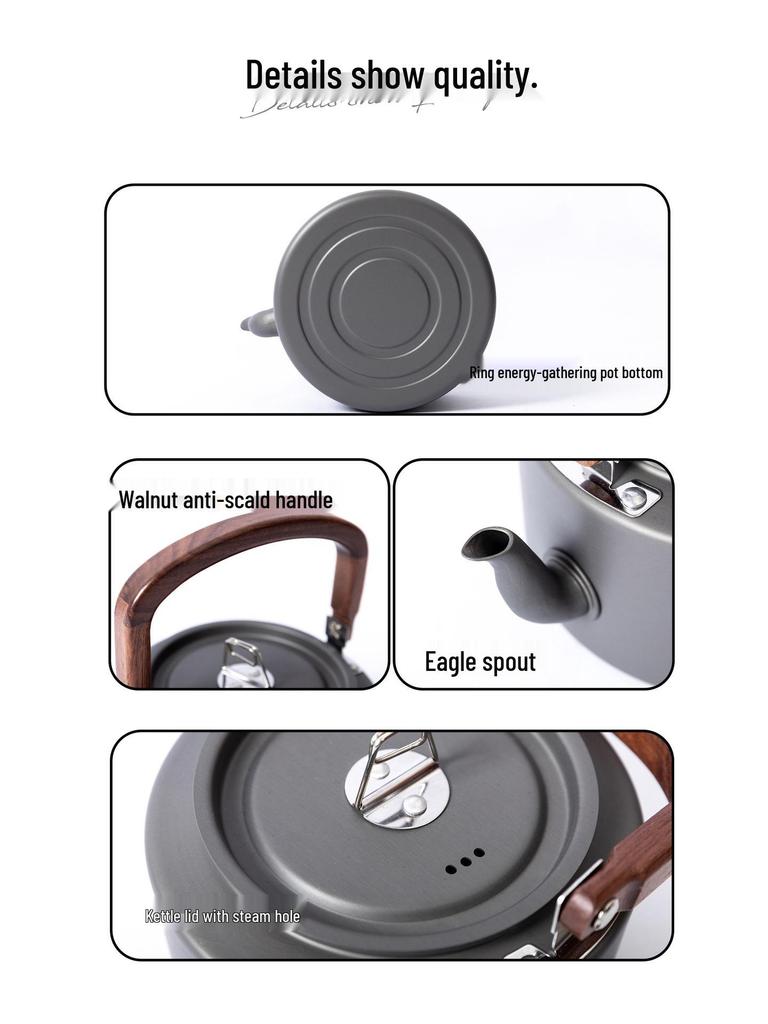 Mountain Guest Lightweight Aluminum Backcountry Camping Kettle - Large Capacity, Portable, Ideal for Outdoor Tea Brewing