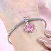 Copper Exquisite Pink Heart-Shaped Pendants Bracelet Charms Fit Women Jewelry Party Beads Diy Fine Gift Accessories