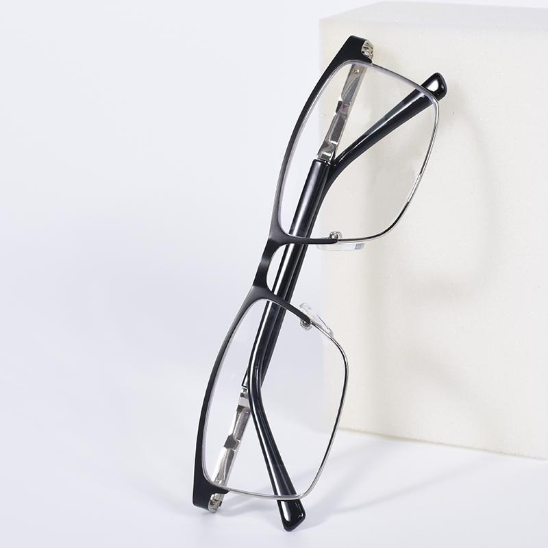 

Black Double Color Frame Business Reading Glasses Retro Big Square Metal Eyeglasses Prescription Glasses Frame For Men+125+175 +100 чёрный