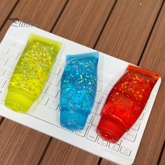 TPR Stress Toy Clear Toothpaste Tube Squeeze Toy, Relief Star Glitter Slow Rising Soft Transparent Sensory Anti-stress Hand