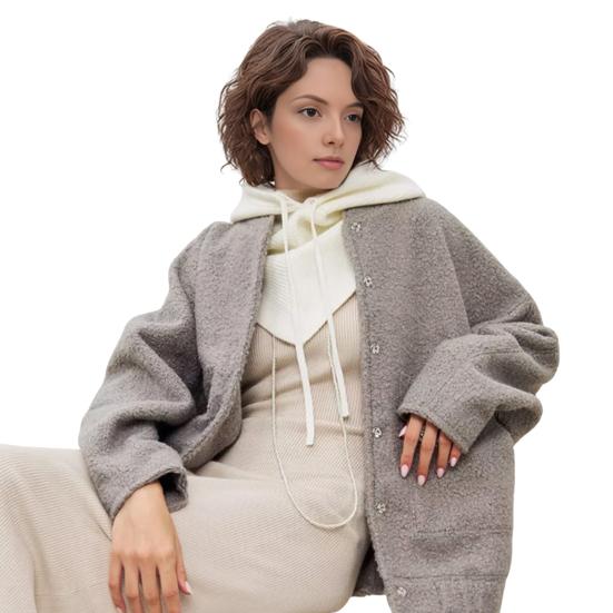 

Мужской Женский Шаль Шарф Однотонный Регулируемый Шнурок Дизайн с Капюшоном Шарф 2 в 1 Зимний Уличный Накидка с Капюшоном