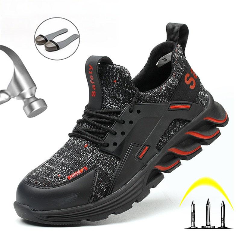 

Indestructible Shoes Men Safety Work Shoes with Steel Toe Breathable Puncture-Proof Construction Boots Men Safety Shoes Size 46