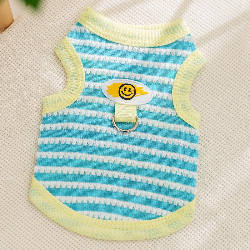 Purple Striped New Dog Clothes Spring and Summer Thin Breathable Jacquard Knitted Hollow Vest Pet Dog Clothes