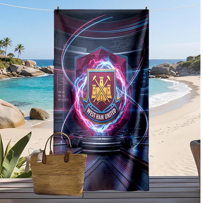 Asciugamano da Spiaggia West Ham United Football Print, Asciugamano Grande Morbido ad Asciugatura Rapida per Spiaggia Campeggio Nuoto