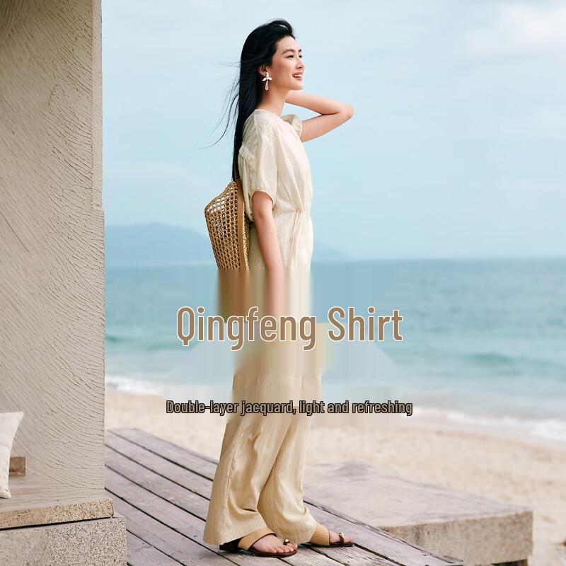 

AnnaCo Jacquard Texture Short Sleeve Top M