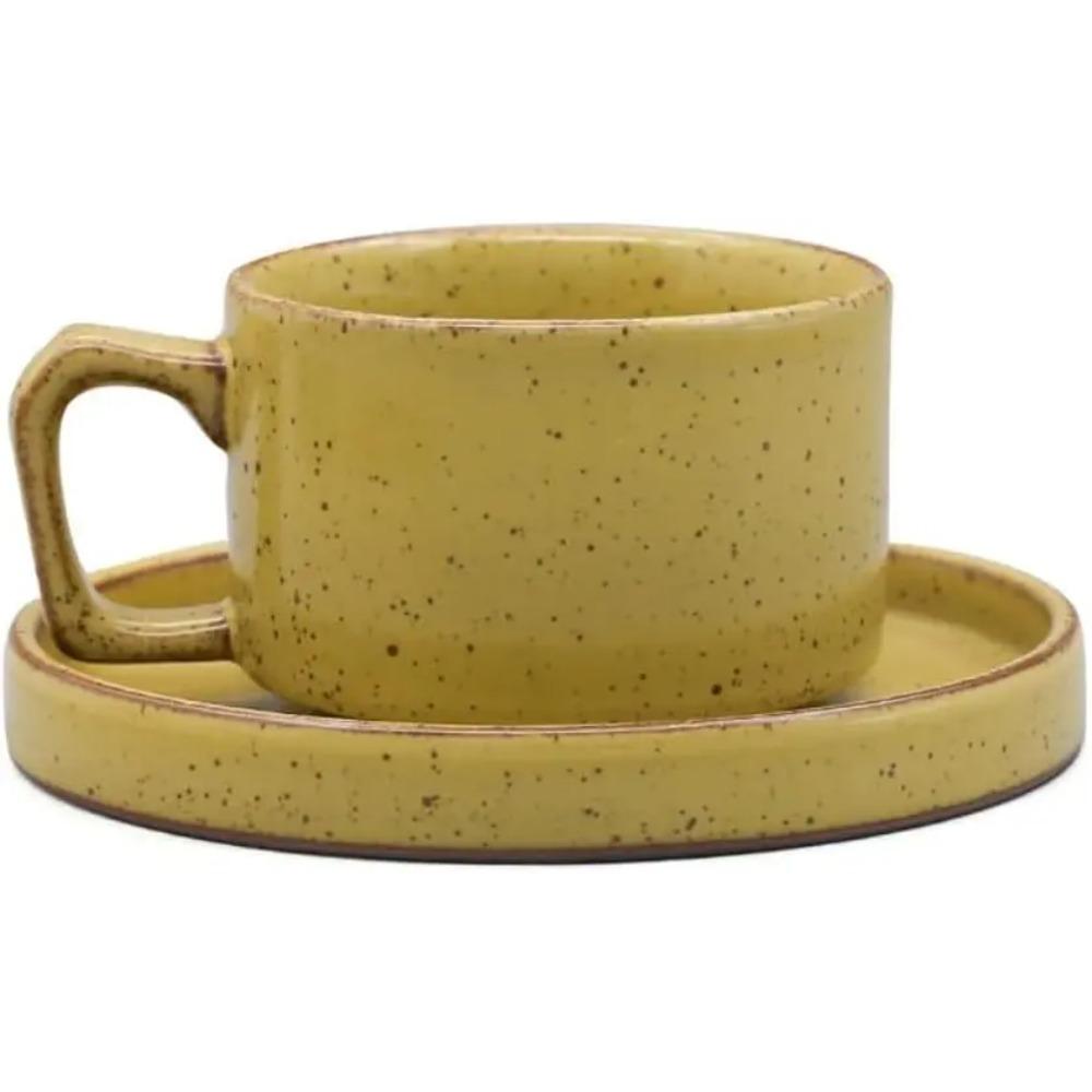 Coffee Cup Set Stoneware Kiln-Changed Coffee  and Saucer Set Western Restaurant  Breakfast  Mug Home Ceramics Coffe