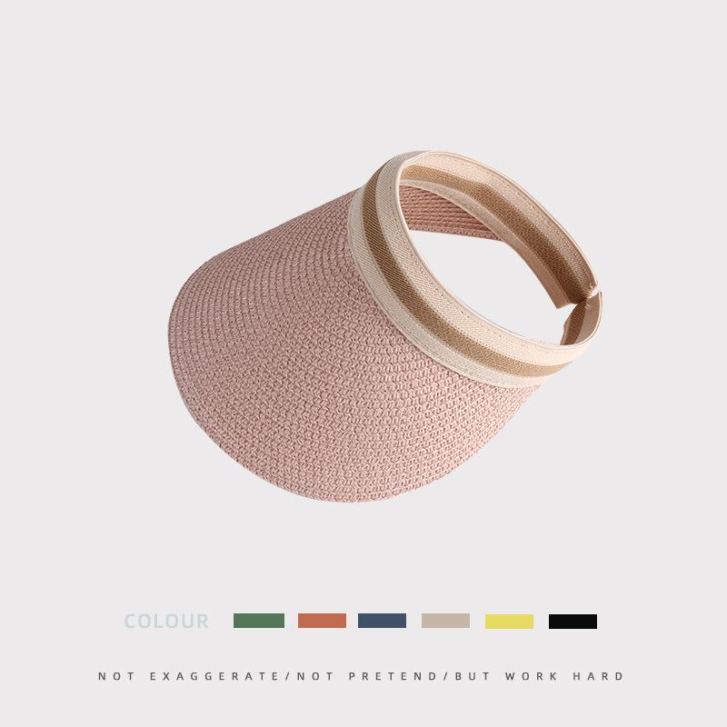 Summer Outdoor Empty Top Hat Solid Color Sun Hat Straw Beach Sun Hat Men