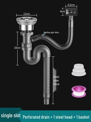 Single Bowl Kitchen Sink Drain Pipe Kit