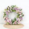 Pink-Purple Artificial Flower Wreath with Light Pink Hydrangea and Rose for Spring Door or Courtyard Decoration