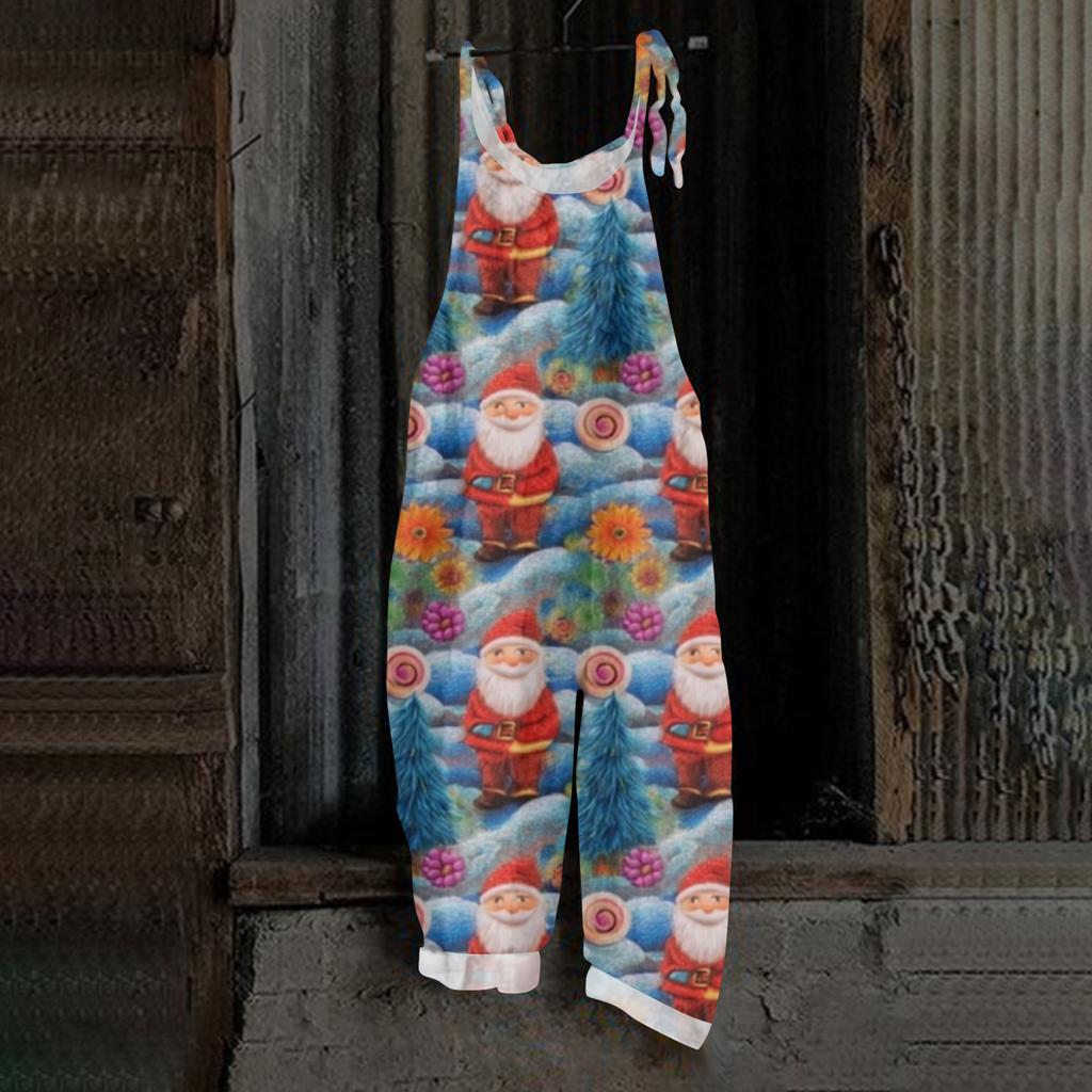 Women's Jumpsuit Halloween Print  Casual Loose Vintage Shoulder Strap Cotton Linen