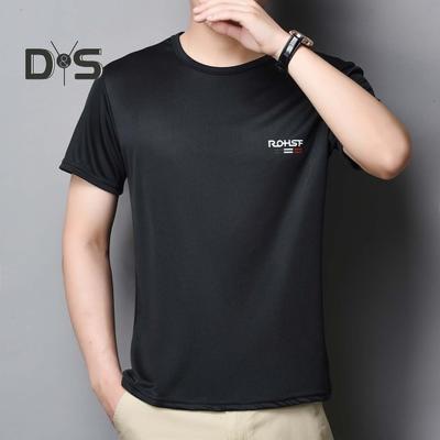 Summer Men Top Ice Silk Quick-drying Short Sleeves O Neck Loose Solid Color Thin Breathable Elastic Casual Pullover Daily Sport Top